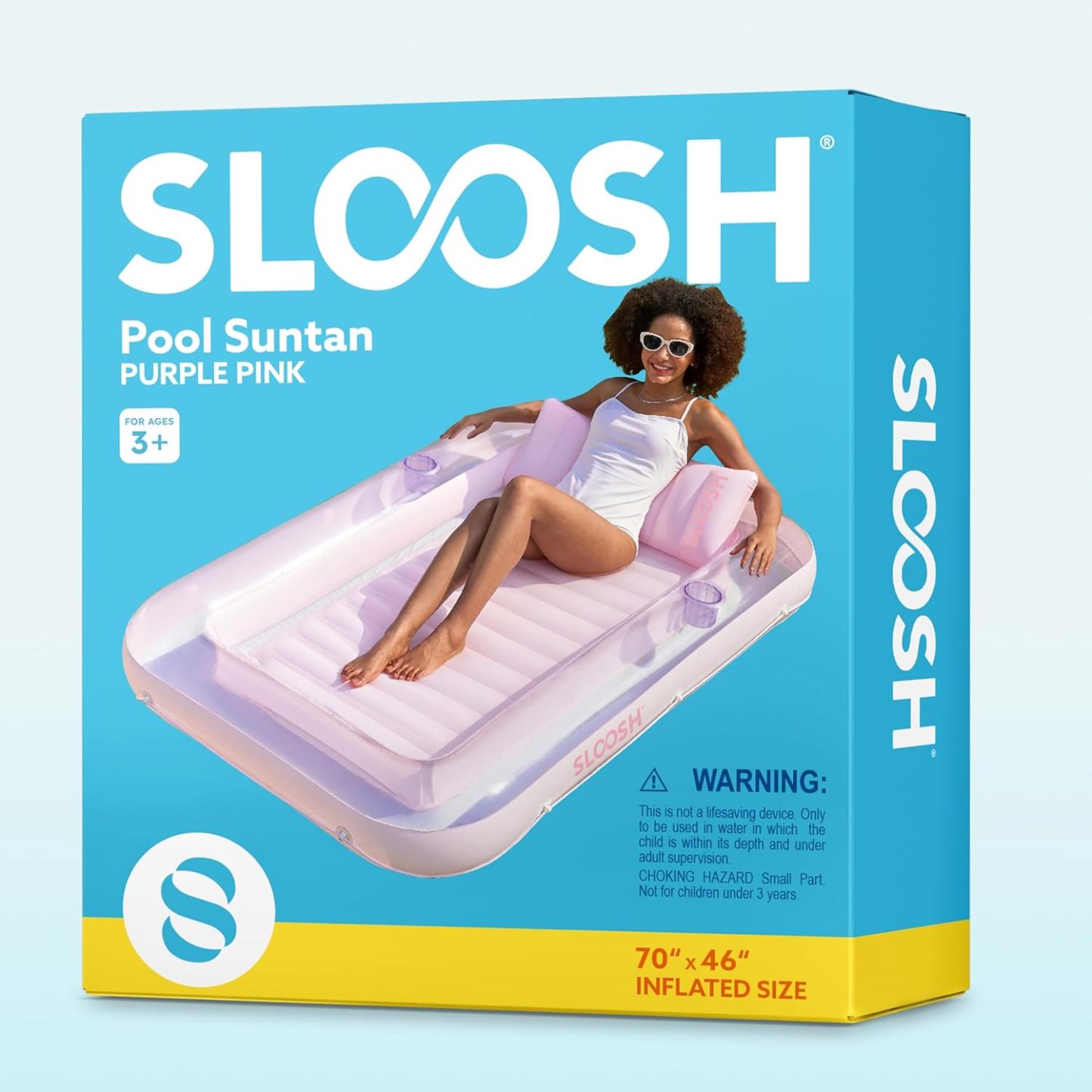 Inflatable Tanning Pool Lounger Float, 70" x 46" Pool Floats Adult with Pillow