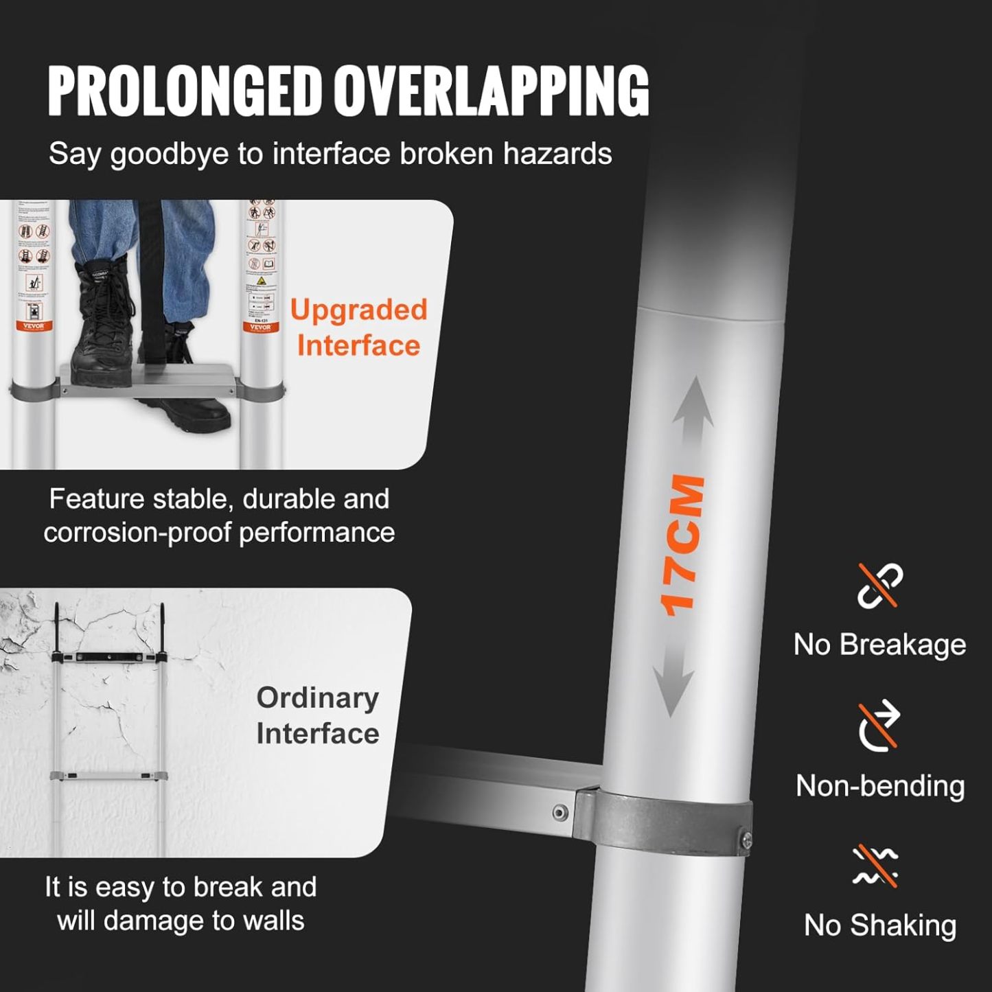 VEthtVOR Telescoping Ladder Aluminum Extension Step Multi-purpose Portable