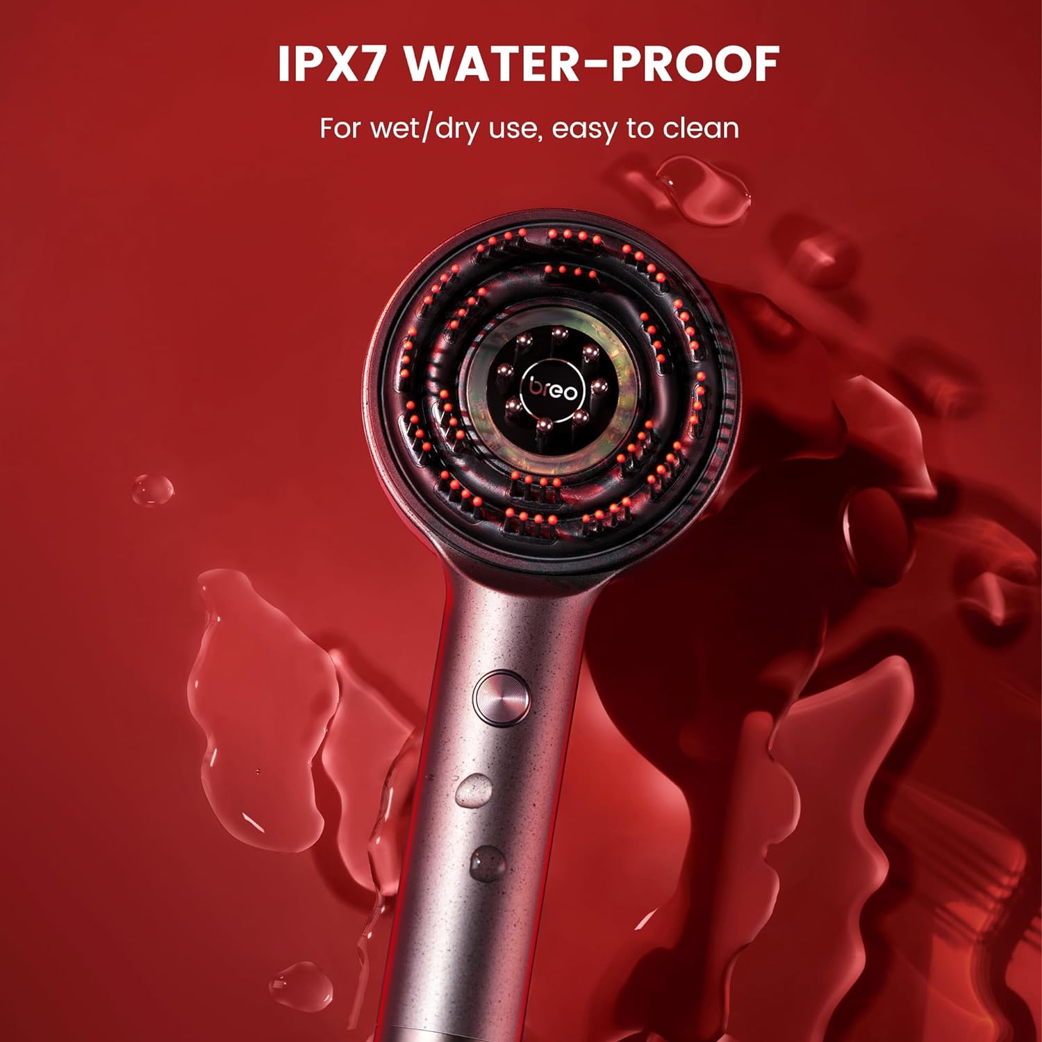 Breo Scalp3 Scalp Massaging Brush, Shiatsu Hair Scalp Massager with IPX7 Waterproof, Cordless & Portable, Electric for Scalp & Hair, Head, Home Relaxation