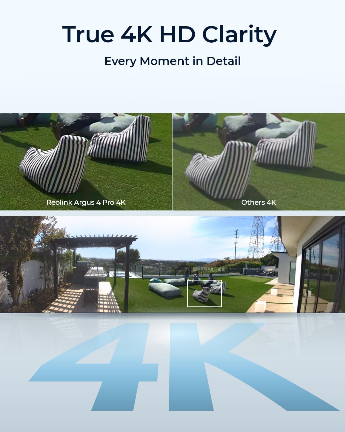 REOLINK Argus 4 Pro - 4K Solar Security Camera, ColorX Night Vision, 180° Blindspot-free View, Wireless Outdoor Camera with Dual-band Wi-Fi 6, Smart AI Detection, No Monthly Fee, with 6W Solar Panel