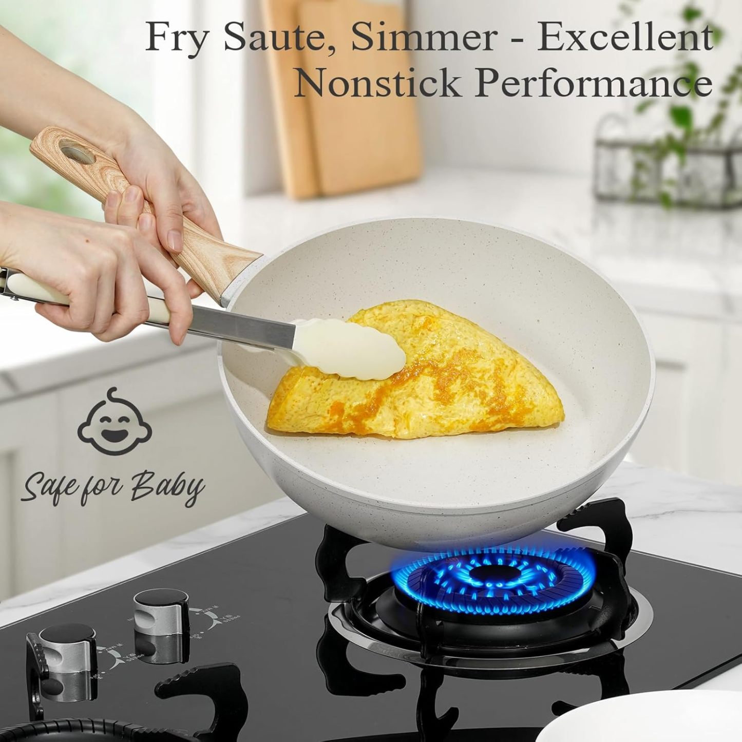 SOthtDAY 12 Pcs Nonstick Pots and Pans Cookware Sets