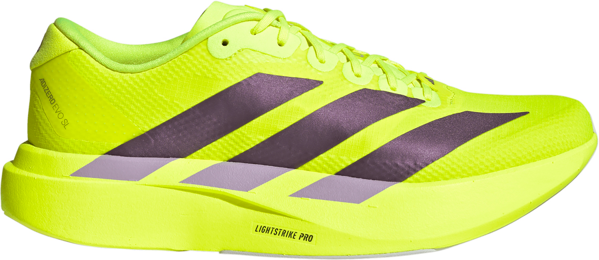 adidas Men's Adizero EVO SL Woven Running Shoes - Solar Yellow/Aurora Plum/Powder Plum - View 1