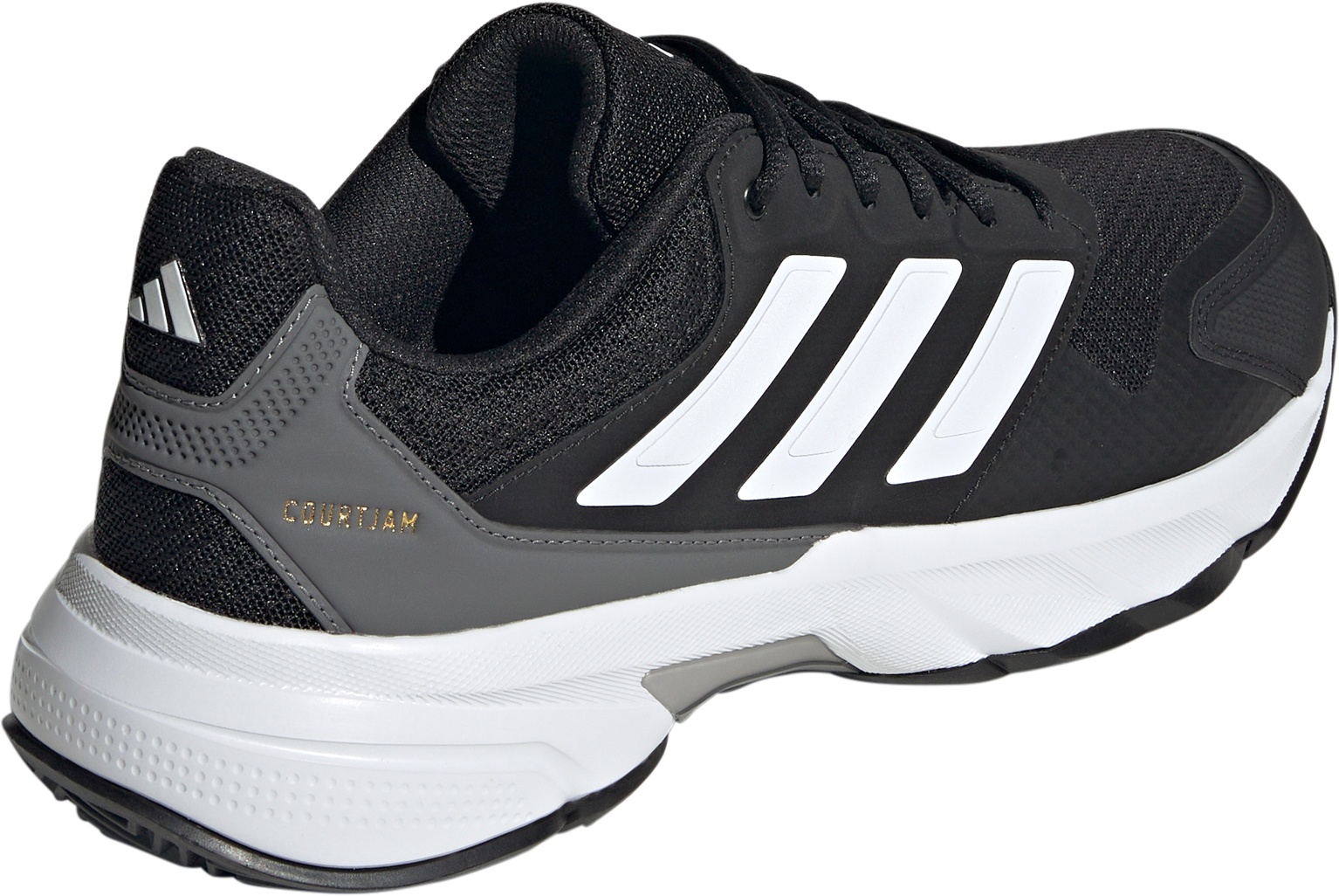 adidas Men's CourtJam Control 3 Tennis Shoes - Black/White/Grey - View 6