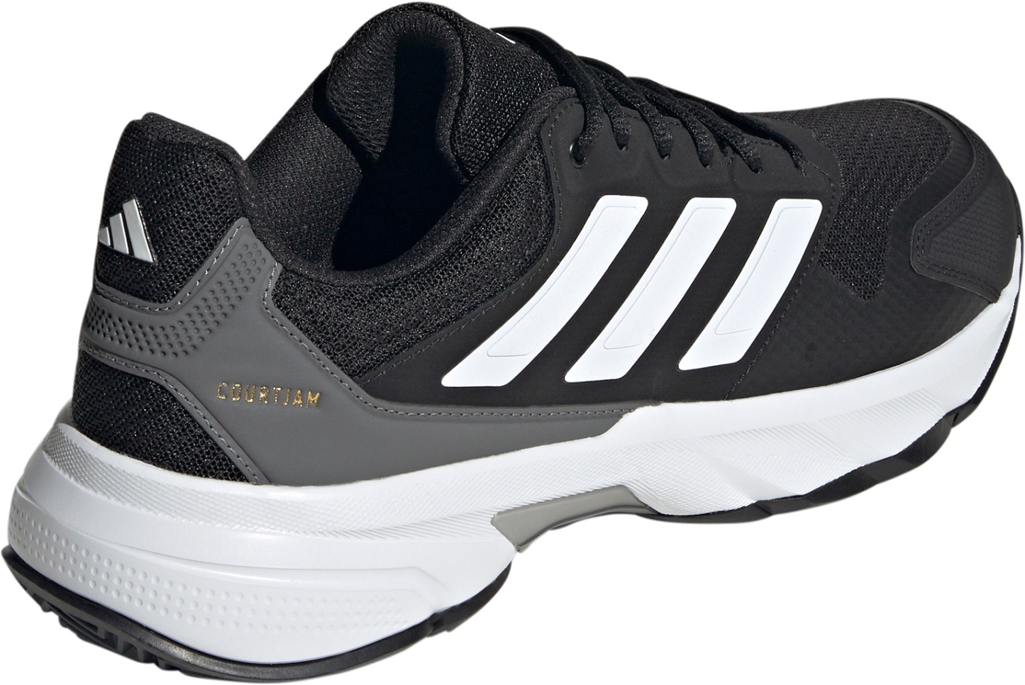 adidas Men's CourtJam Control 3 Tennis Shoes - Black/White/Grey - View 6