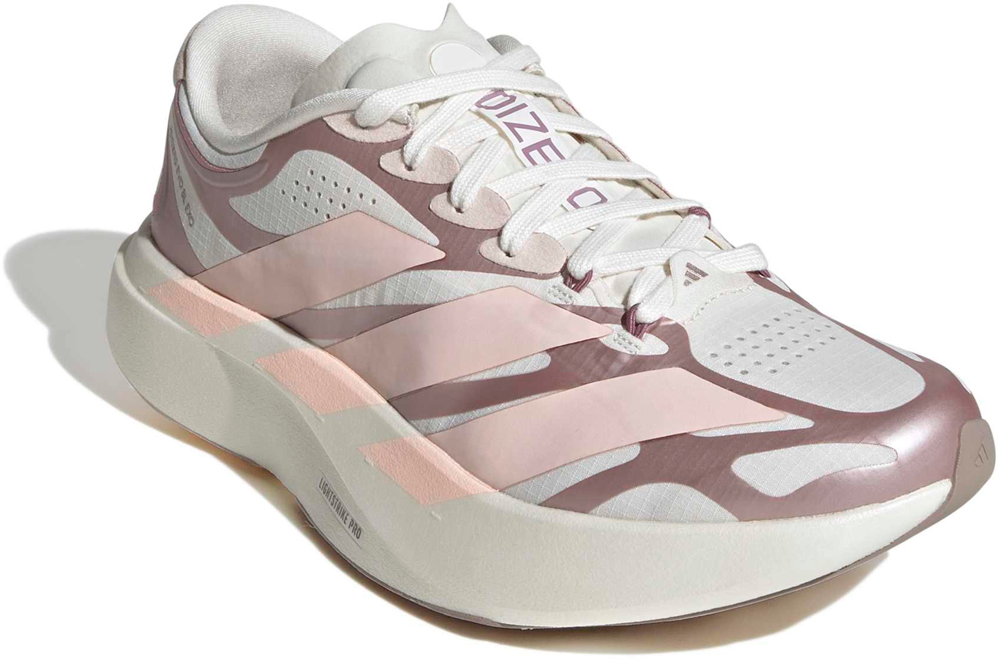 adidas Women's Adizero EVO SL EXO  Running Shoes - White/Blush Pink - View 5