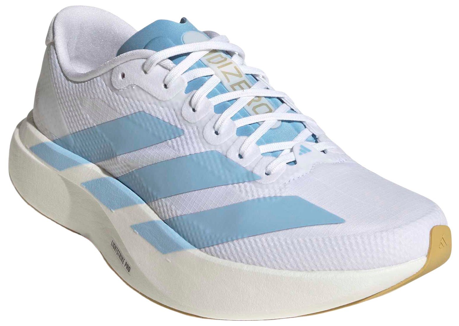 adidas Women's Adizero EVO SL Running Shoes - White/Clear Blue/Matte Gold - View 5