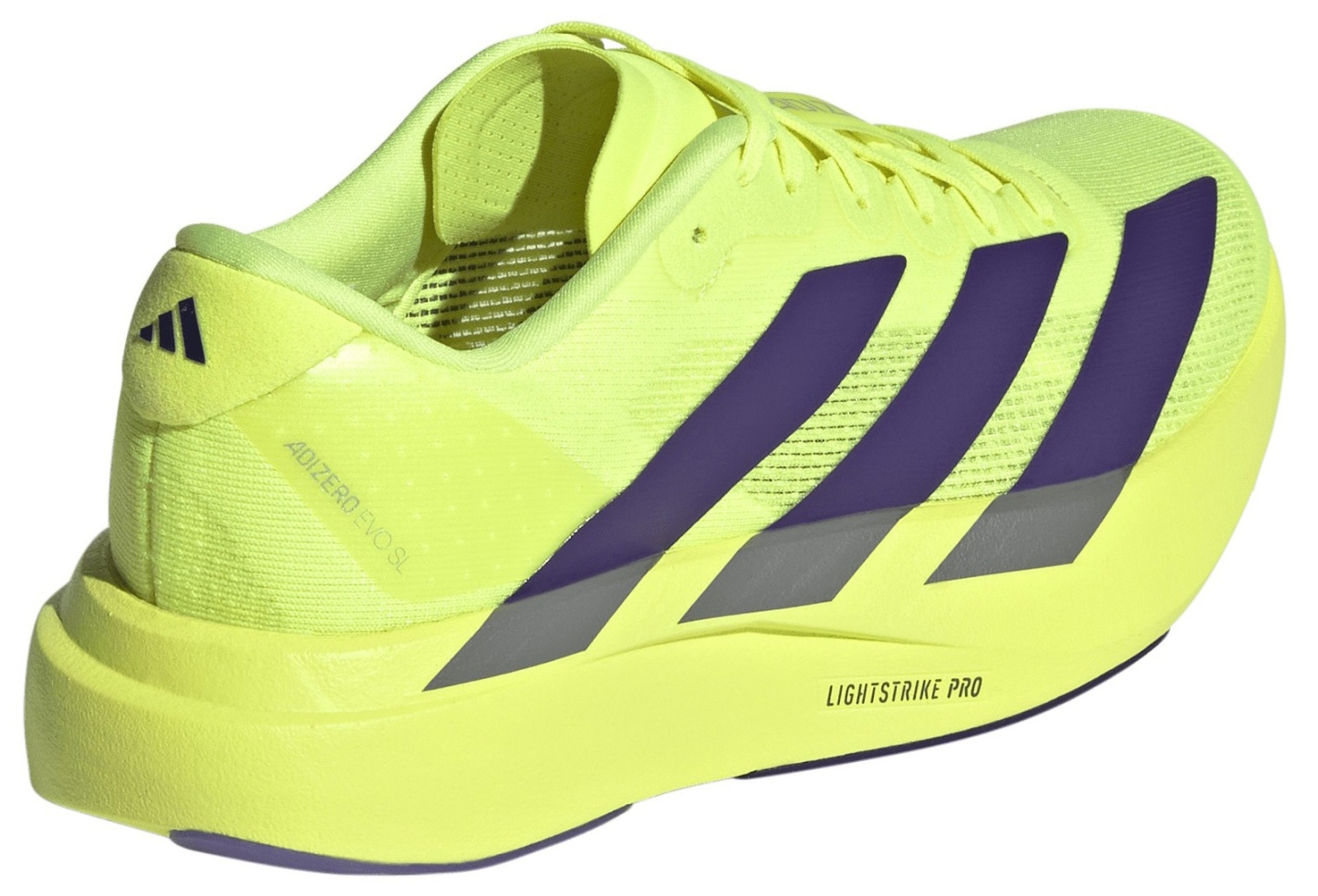 adidas Kids' Grade School adizero EVO SL Shoes - Solar Yellow/Collegiate Purple/Black - View 5