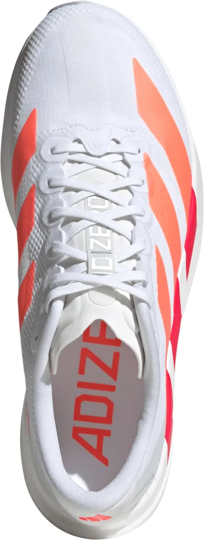 adidas Men's Adizero EVO SL Woven Running Shoes - Ftwr White/Lucid Orange/Lucid Red - View 2