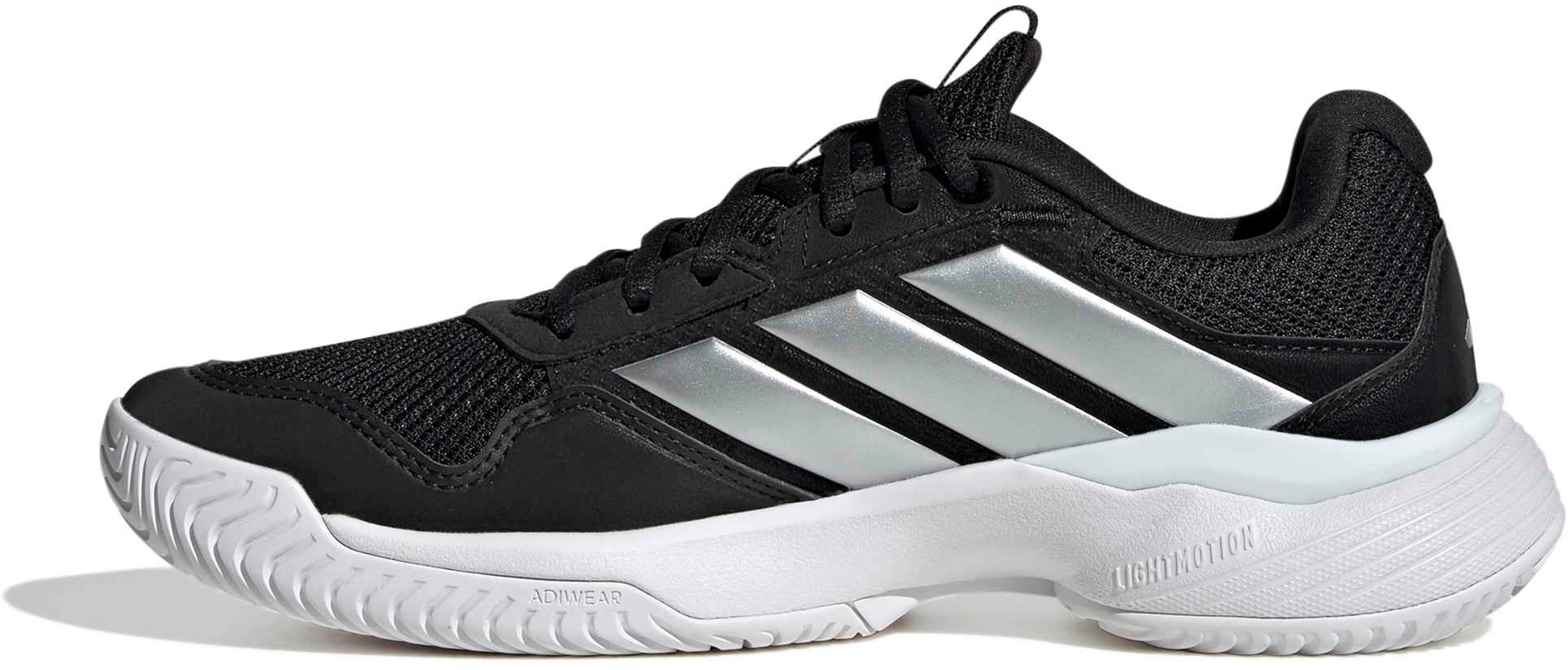 adidas Women's GameCourt 3 All Court Tennis Shoes - Core Black/Silver Met./Ftwr White - View 9