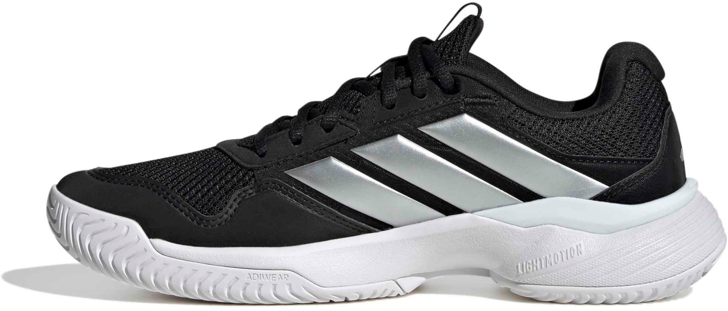 adidas Women's GameCourt 3 All Court Tennis Shoes - Core Black/Silver Met./Ftwr White - View 9