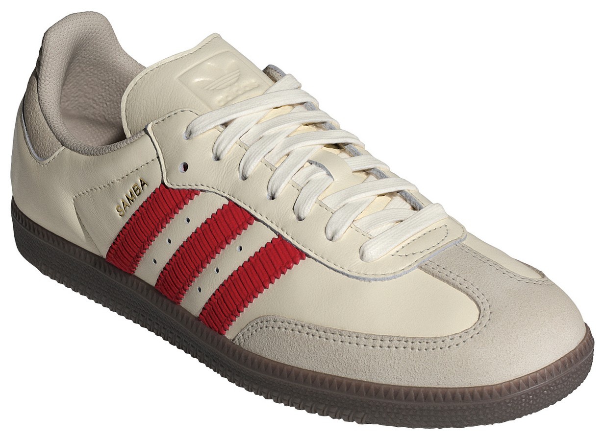 adidas Samba OG Shoes - Off White/Better Scarlet/Gum5 - View 6