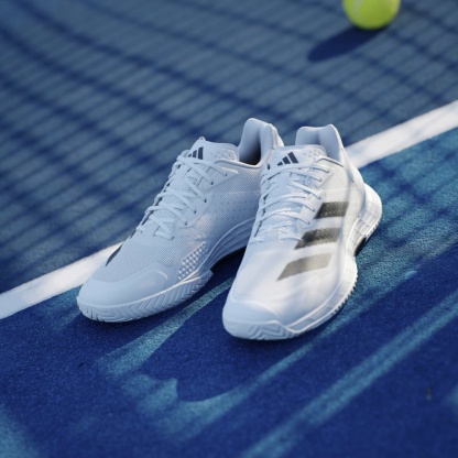 adidas Men's Defiant Speed 2 Tennis Shoes - White/Black/Grey - View 3