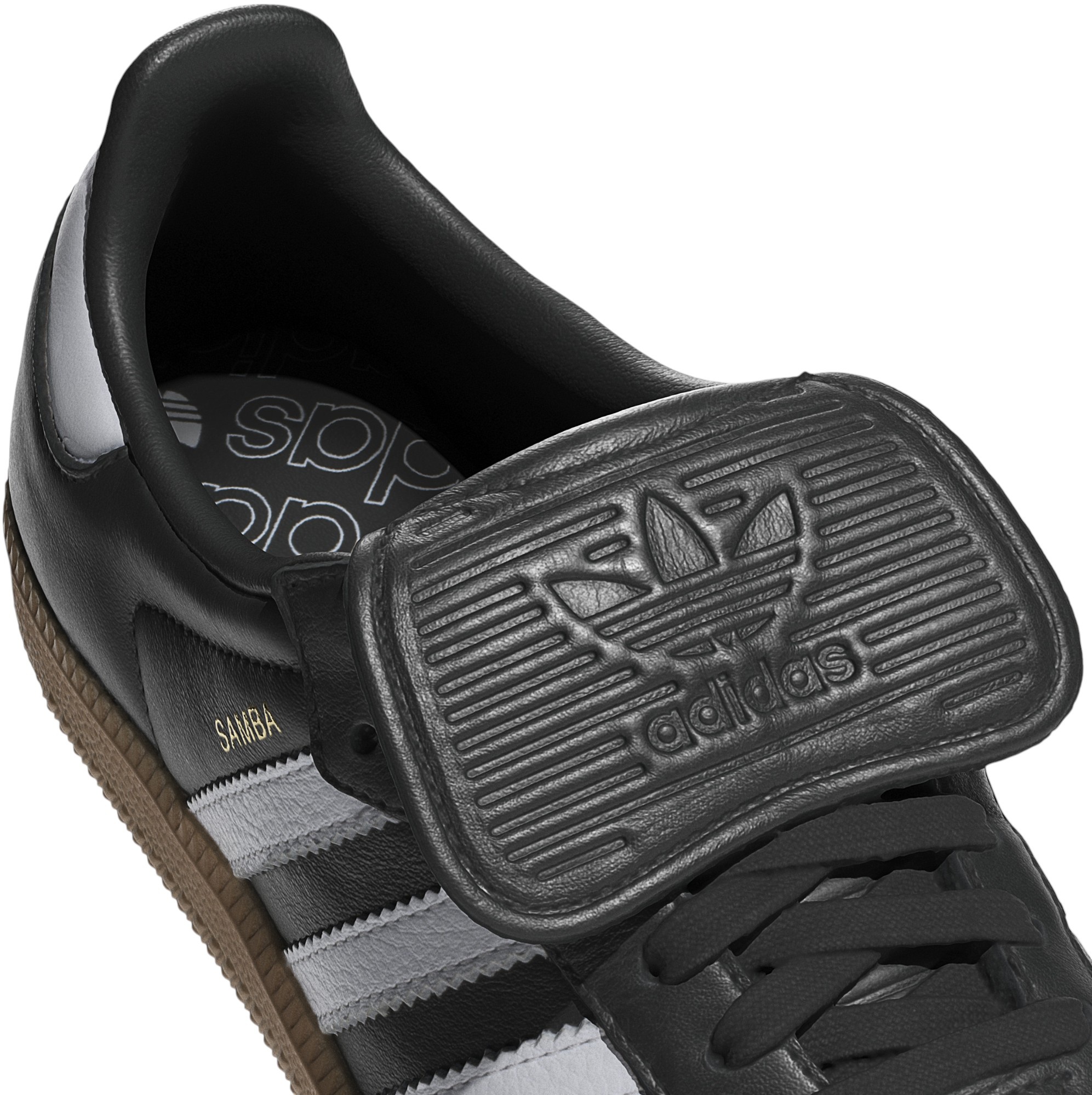 adidas Women's Long Tongue Samba Shoes - Core Black/Ftwr White/Gold Met - View 7