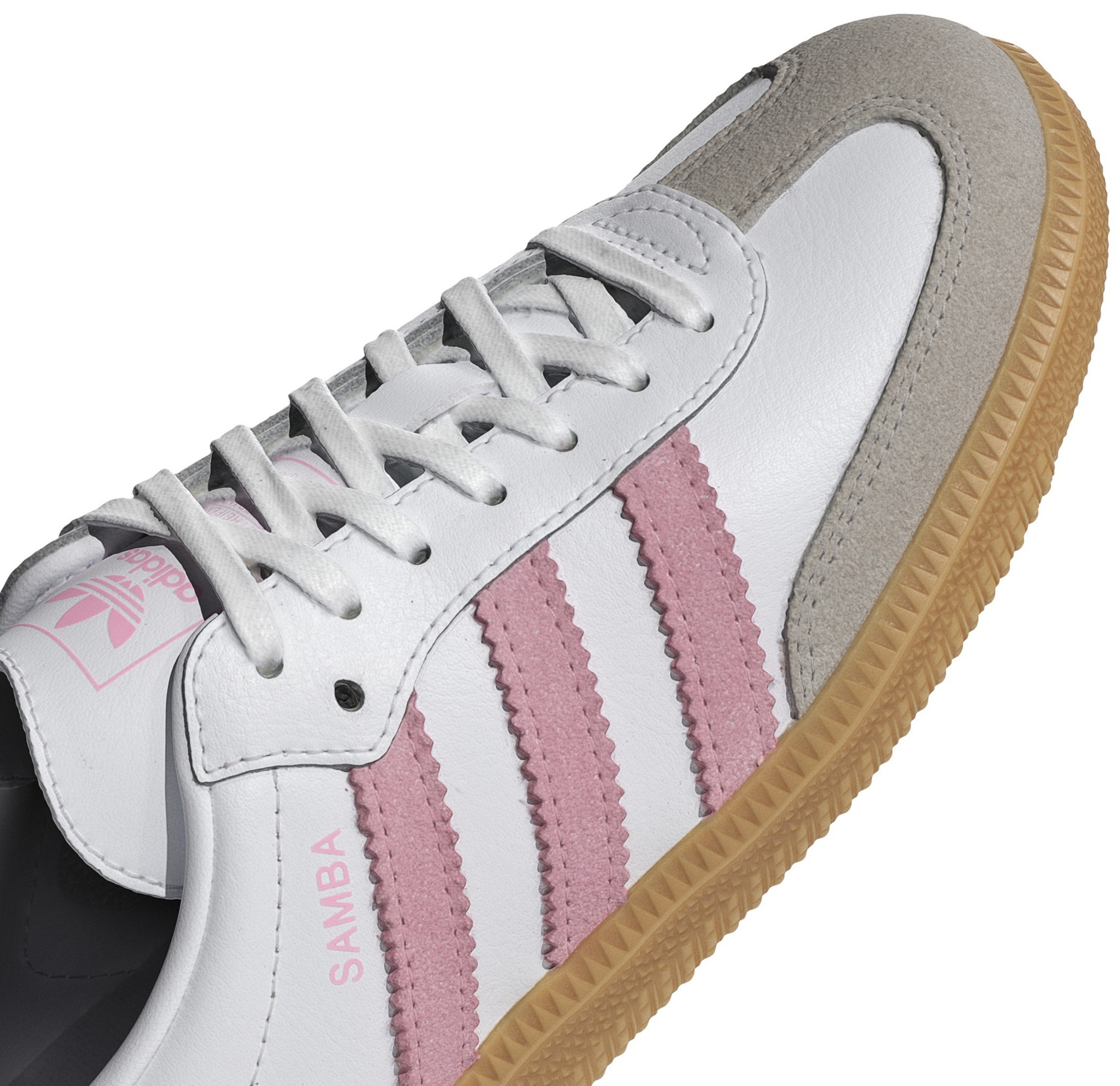 adidas Kids' Grade School Samba OG Shoes - White/Light Pink/Gum - View 7