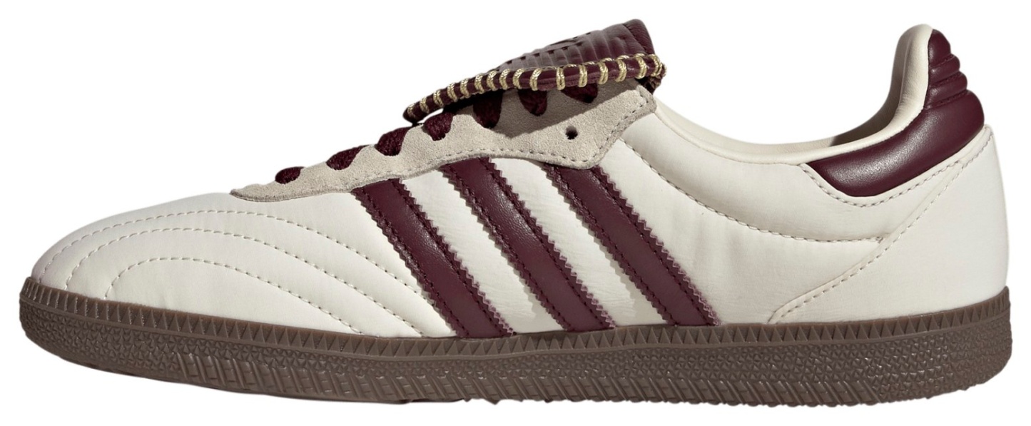 adidas Women's Long Tongue Samba Shoes - Cream White/Maroon/Gold Met - View 4