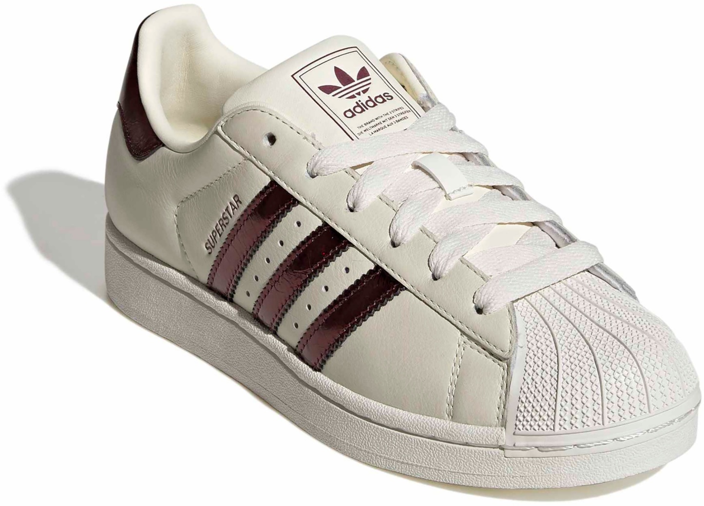 adidas Women's Superstar II Shoes - Off White/Maroon/Gold Met - View 6