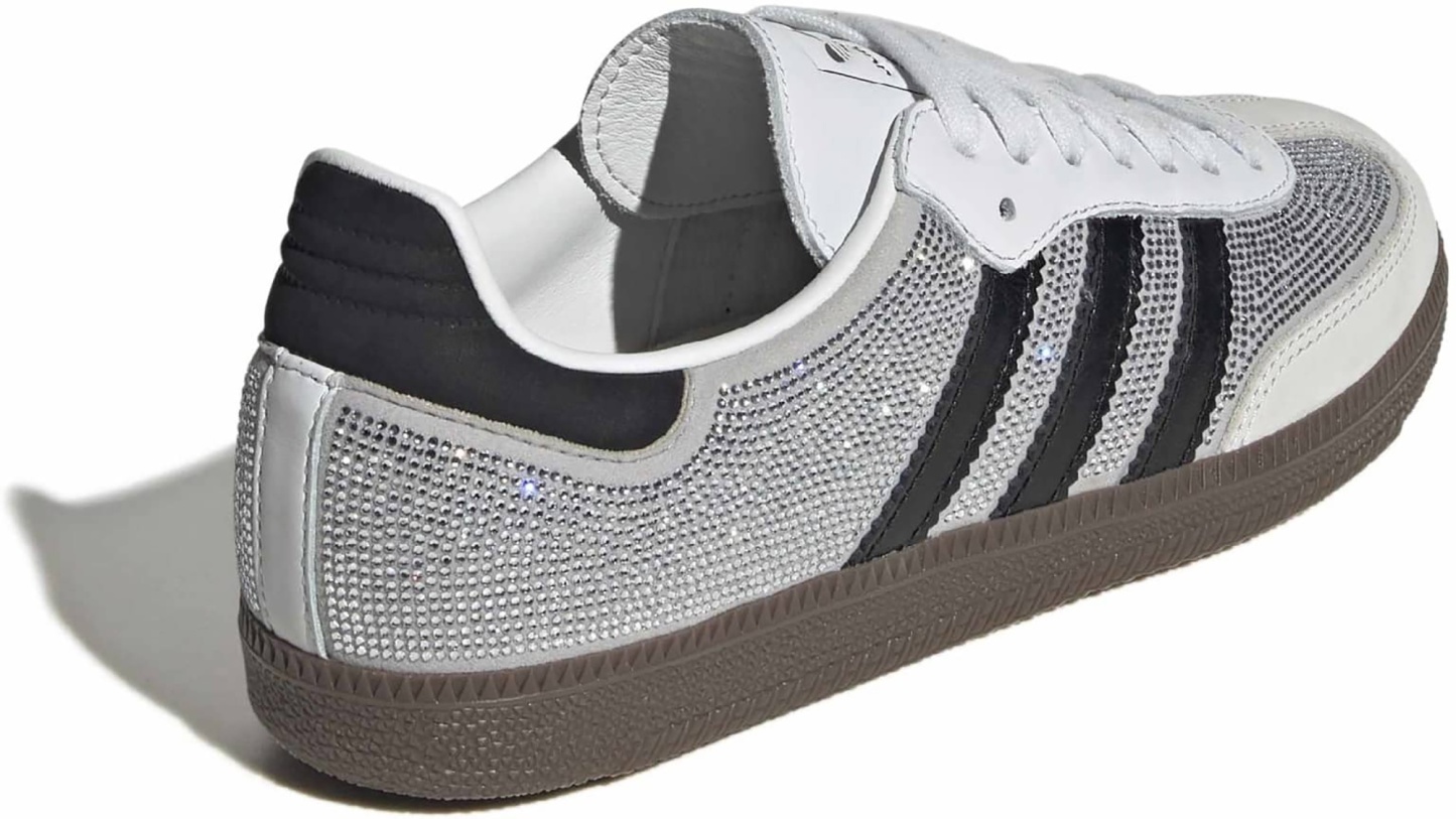 adidas Women's Samba OG Shoes - Rhinestone Wht/Silver/Blk - View 5