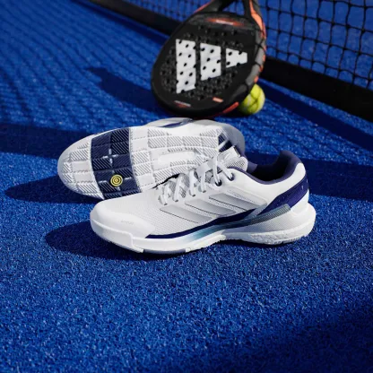adidas Men's Crazyquick BOOST Padel Shoes - Ftwr White/Silver Met./Dark Blue - View 2