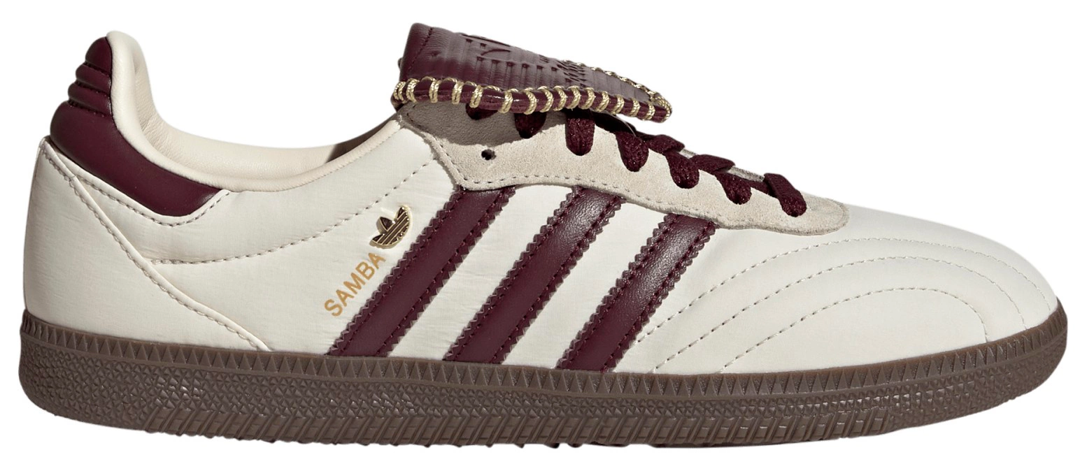 adidas Women's Long Tongue Samba Shoes - Cream White/Maroon/Gold Met - View 1