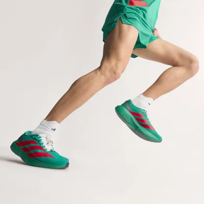 adidas Men's Adizero EVO SL Woven Running Shoes - Court Green/Lucid Red/Ftwr White - View 2