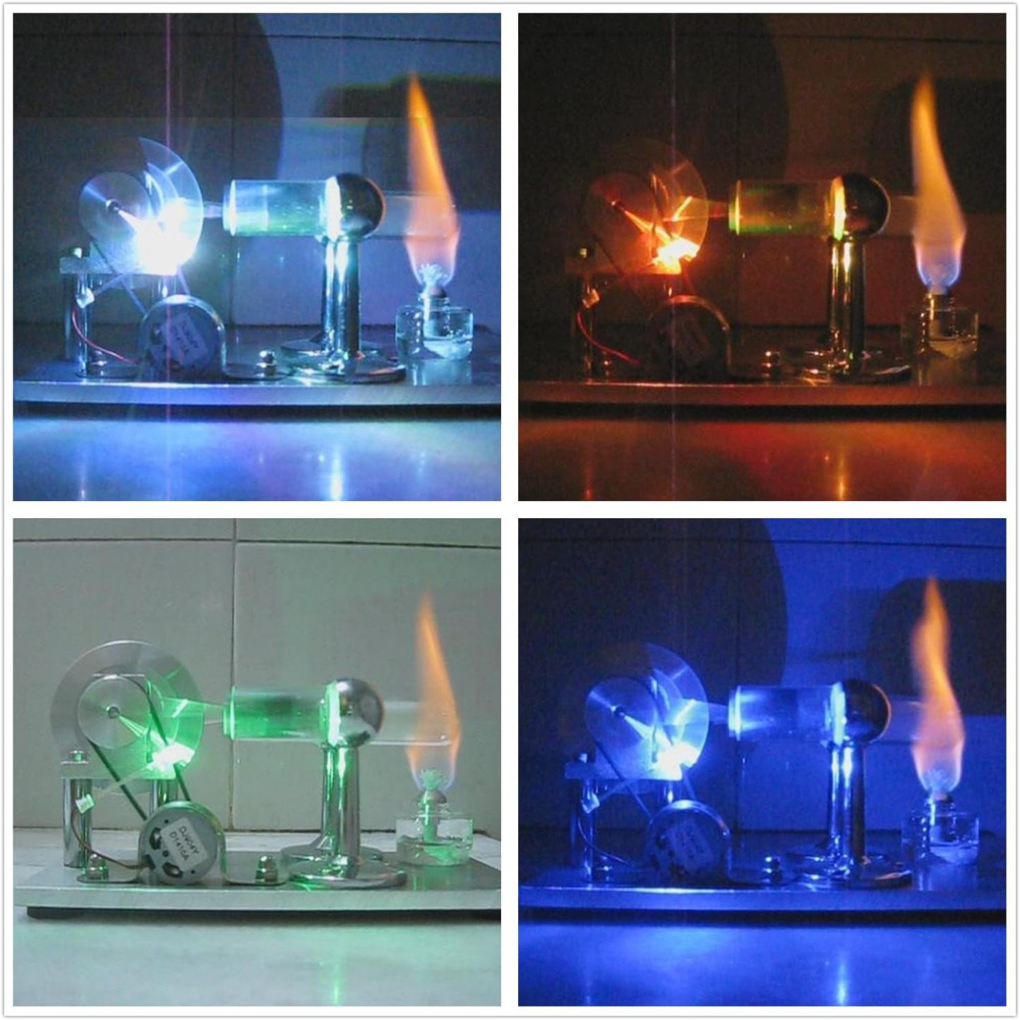 Hot Air Stirling Engine Motor Model Educational Toy Electricity Generator Colorful LED (SC001)