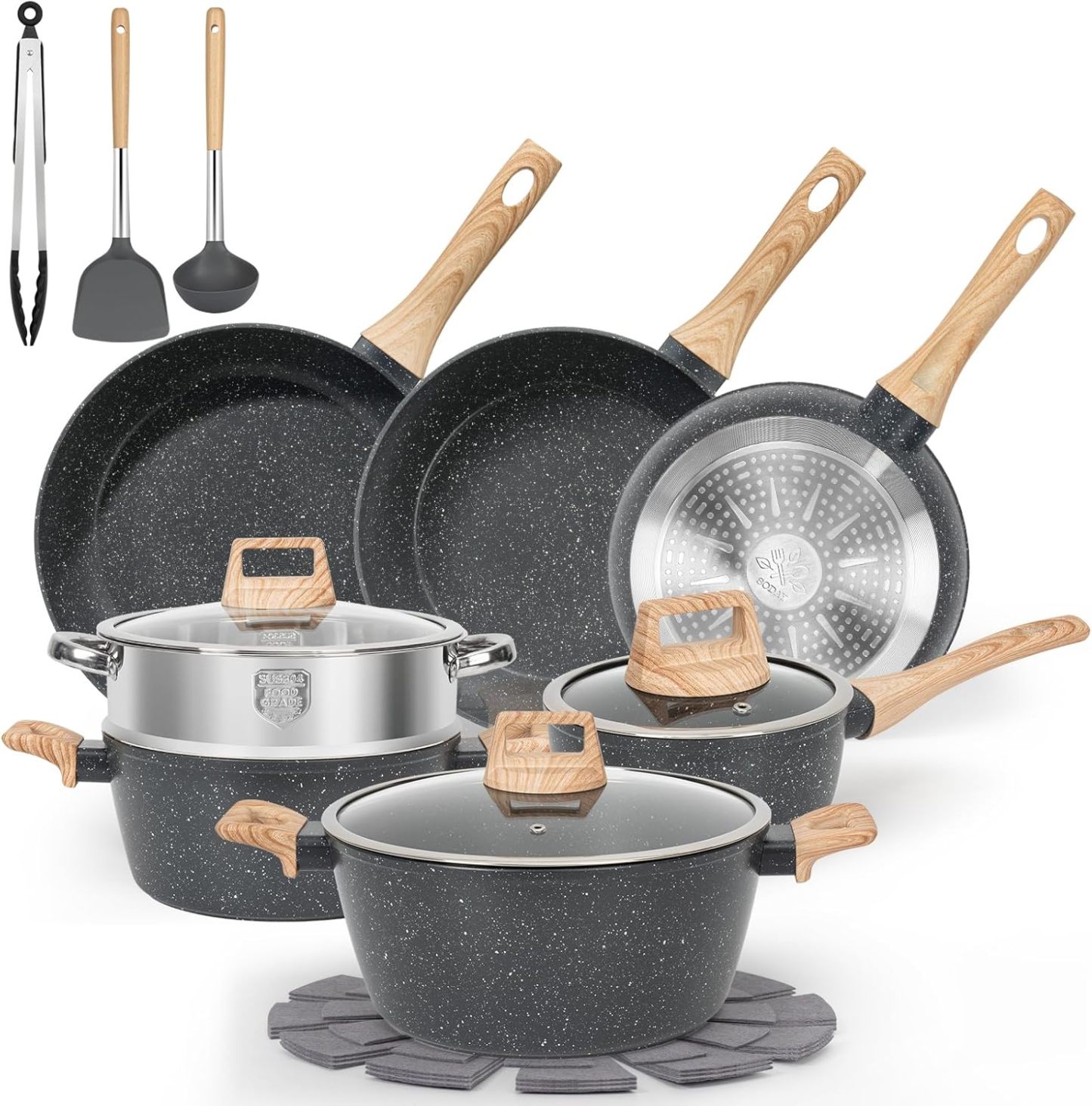SOthtDAY 12 Pcs Nonstick Pots and Pans Cookware Sets