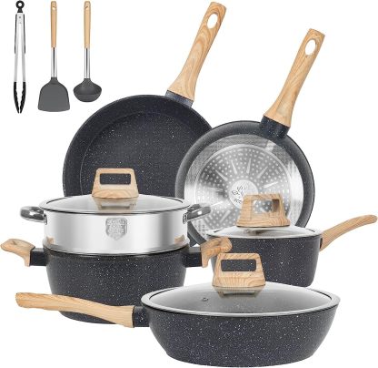 SOthtDAY 12 Pcs Nonstick Pots and Pans Cookware Sets