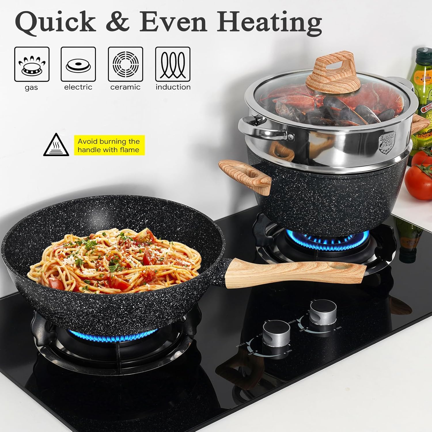 SOthtDAY 12 Pcs Nonstick Pots and Pans Cookware Sets