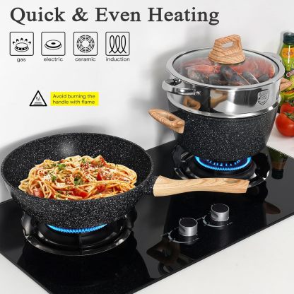 SOthtDAY 12 Pcs Nonstick Pots and Pans Cookware Sets