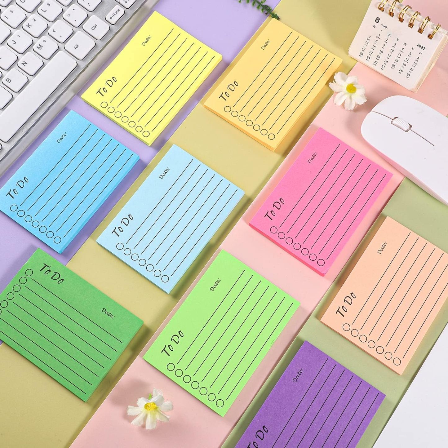 9 Pack to Do List Sticky Notes, Self-Stick Sticky Notes, Colorful Sticky Notes Pad with Lines, Do List Notepads for School Office Meeting Home Plan Reminder Stationery Supplies(450 Sheets,10 * 7cm)
