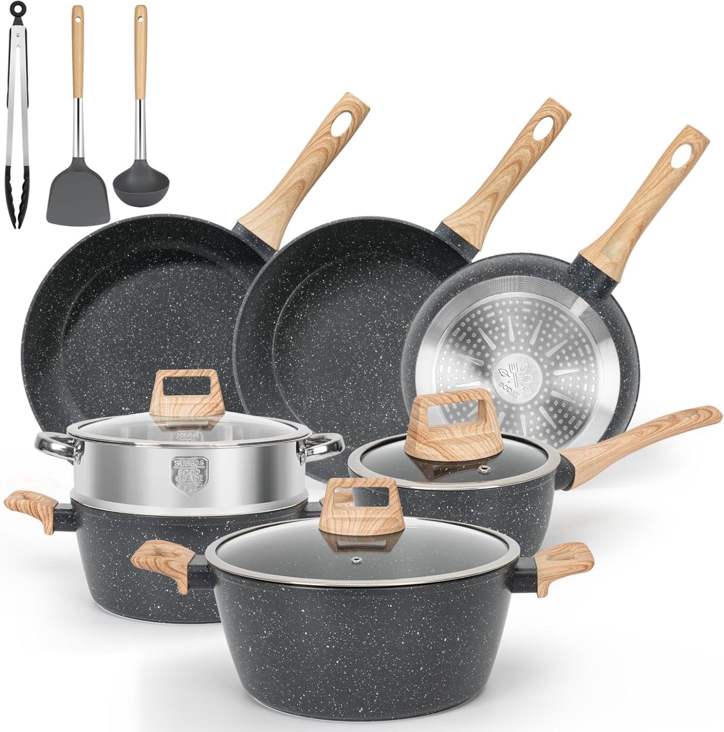 SOthtDAY 12 Pcs Nonstick Pots and Pans Cookware Sets