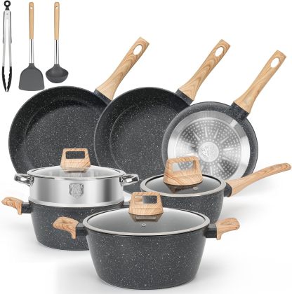 SOthtDAY 12 Pcs Nonstick Pots and Pans Cookware Sets