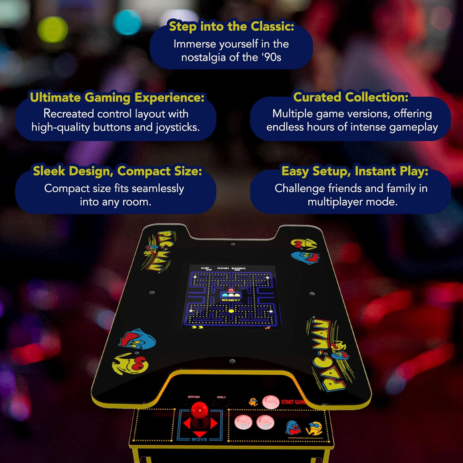 Arcade1Up PAC-Man Head-to-Head Arcade Table with 12 Games, Multiplayer Control Panel, & 17-Inch Color LCD Screen, Black Series Edition