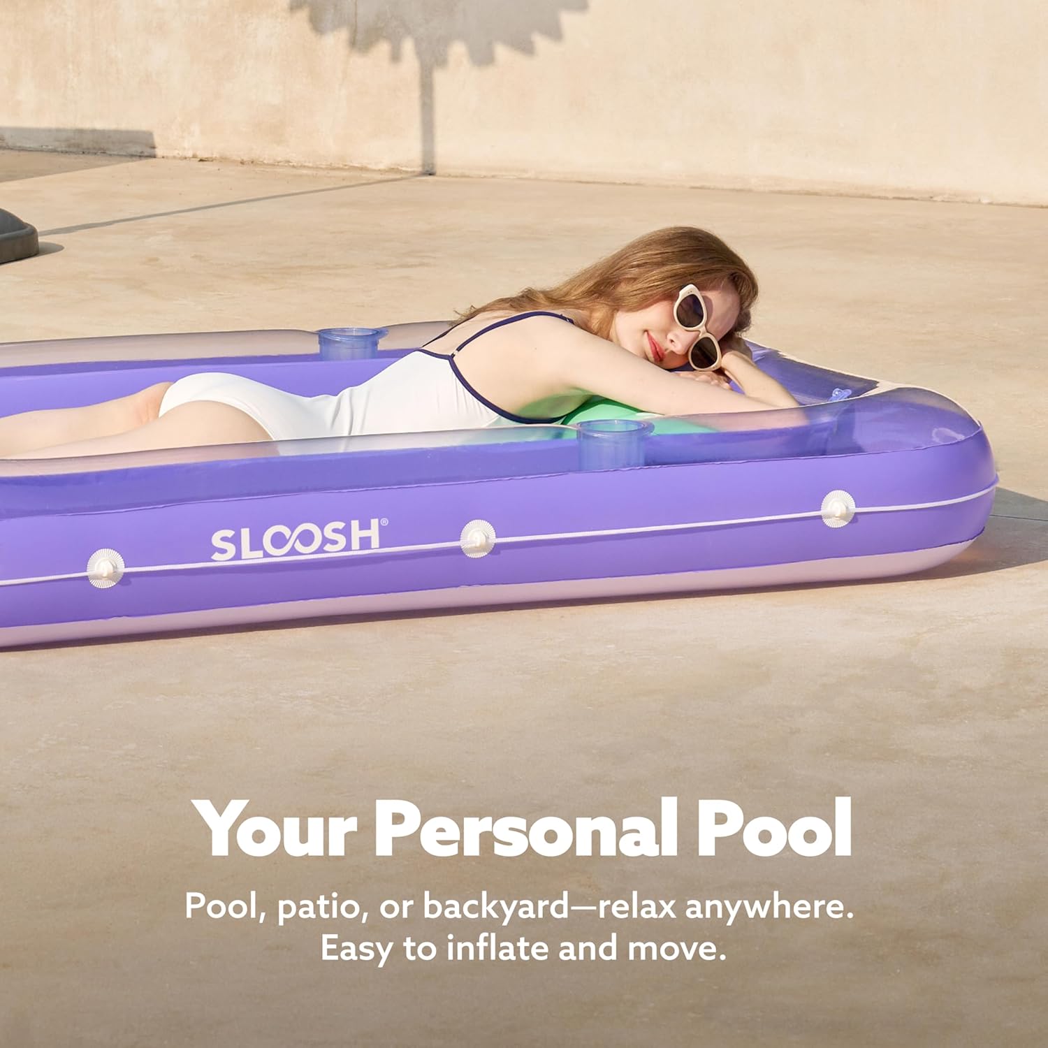 Inflatable Tanning Pool Lounger Float, 70" x 46" Pool Floats Adult with Pillow