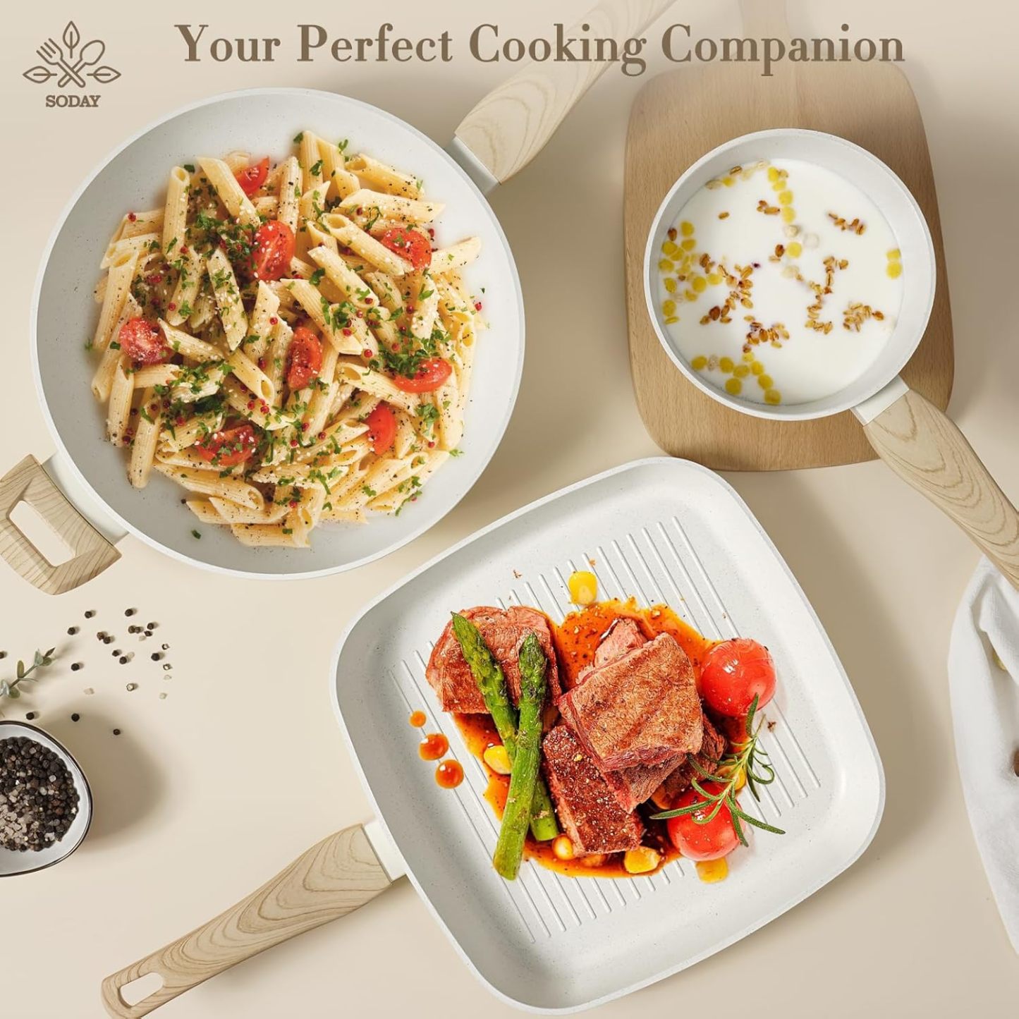 SOthtDAY 12 Pcs Nonstick Pots and Pans Cookware Sets