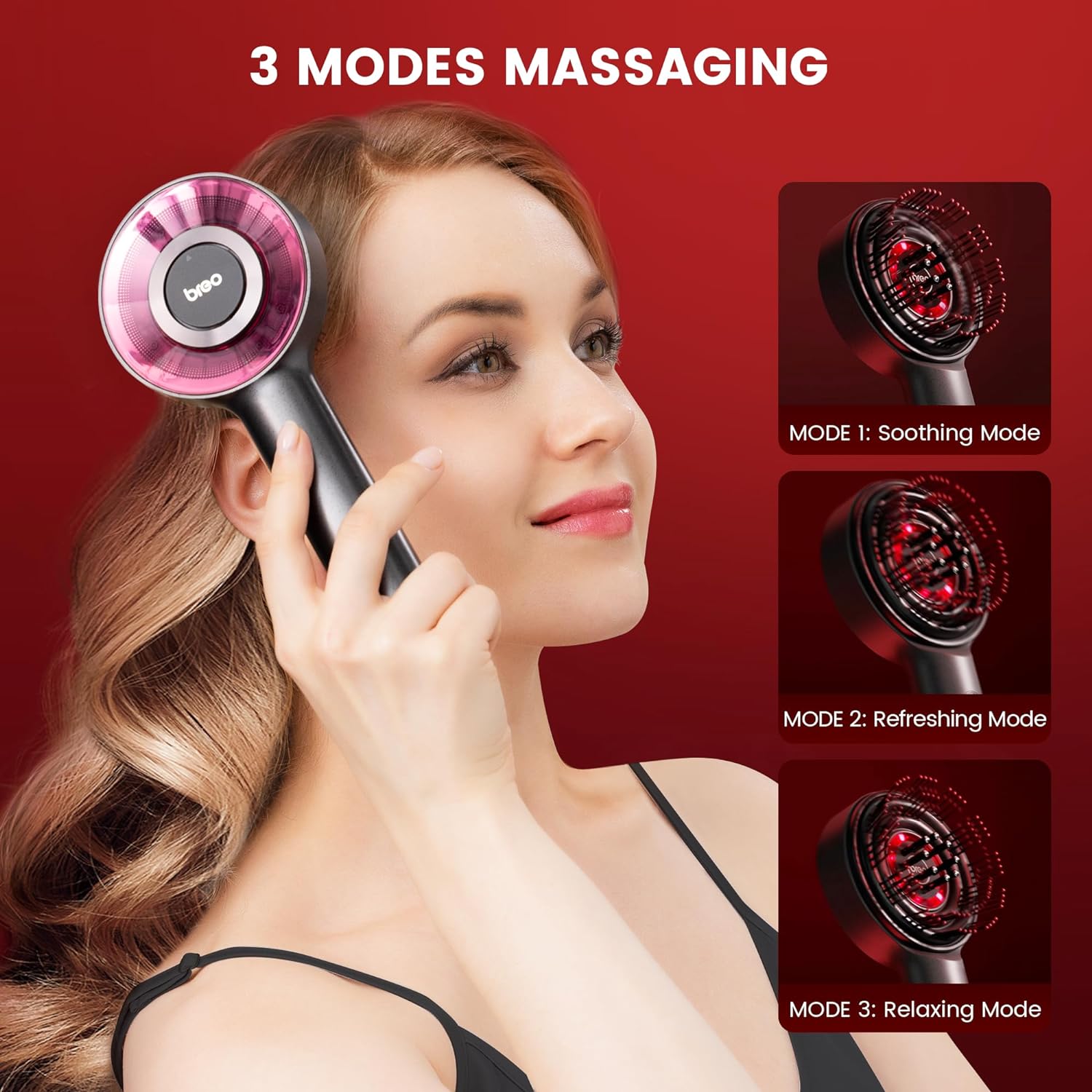Breo Scalp3 Scalp Massaging Brush, Shiatsu Hair Scalp Massager with IPX7 Waterproof, Cordless & Portable, Electric for Scalp & Hair, Head, Home Relaxation