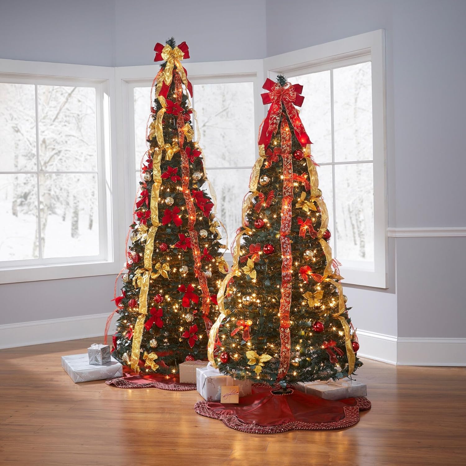 BrylaneHome Fully Decorated Pre-Lit 6 Foot Pop-Up Christmas Tree - Plaid