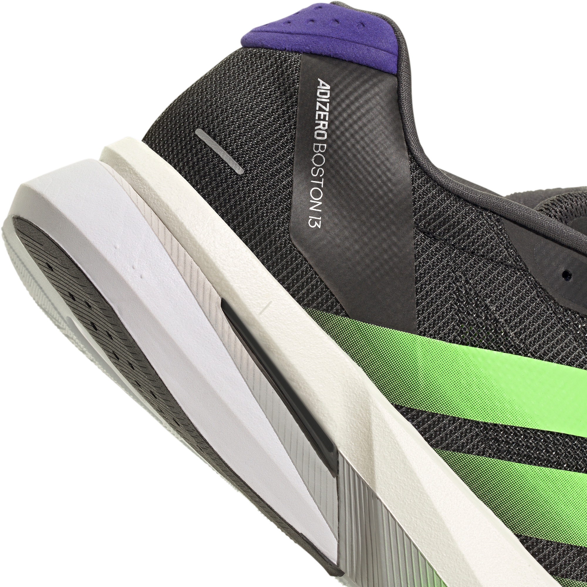 adidas Men's Adizero Boston 13 Running Shoes - Core Black/Lime Burst/Energy Ink - View 8