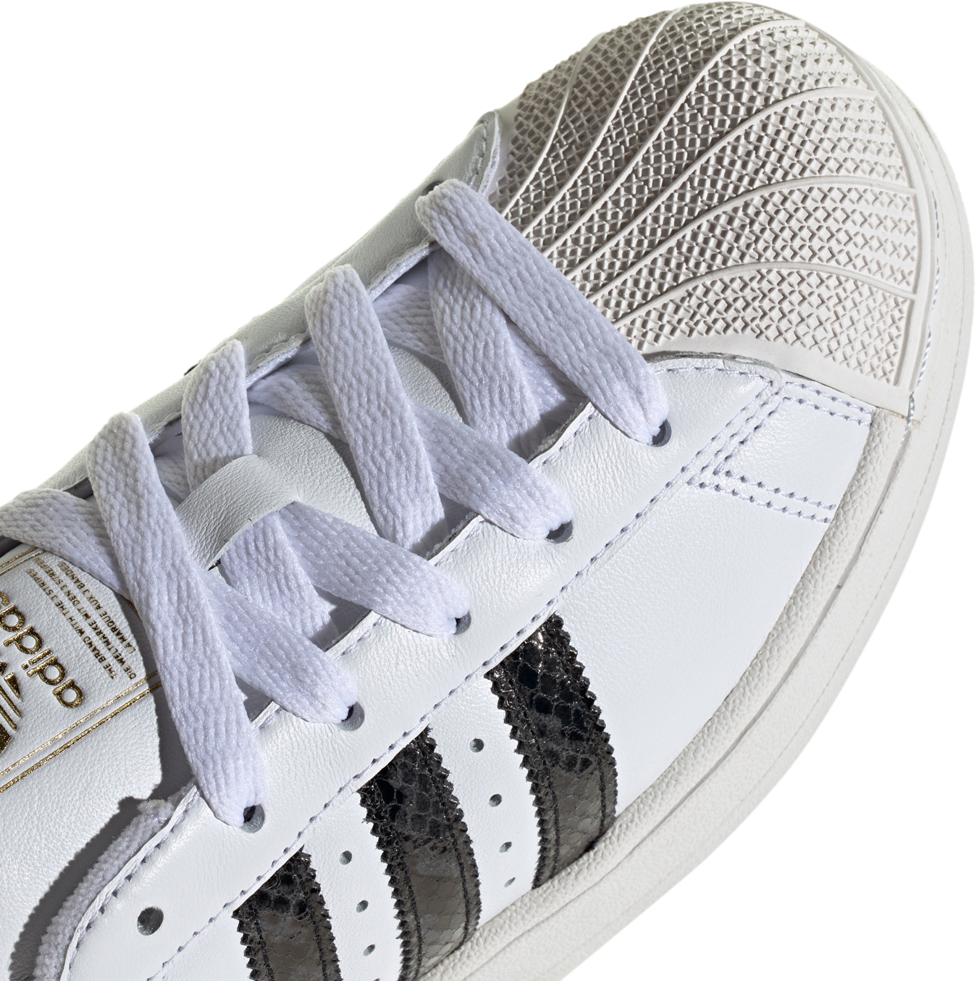 adidas Women's Superstar II Shoes - White/Grey Snakeskin - View 7