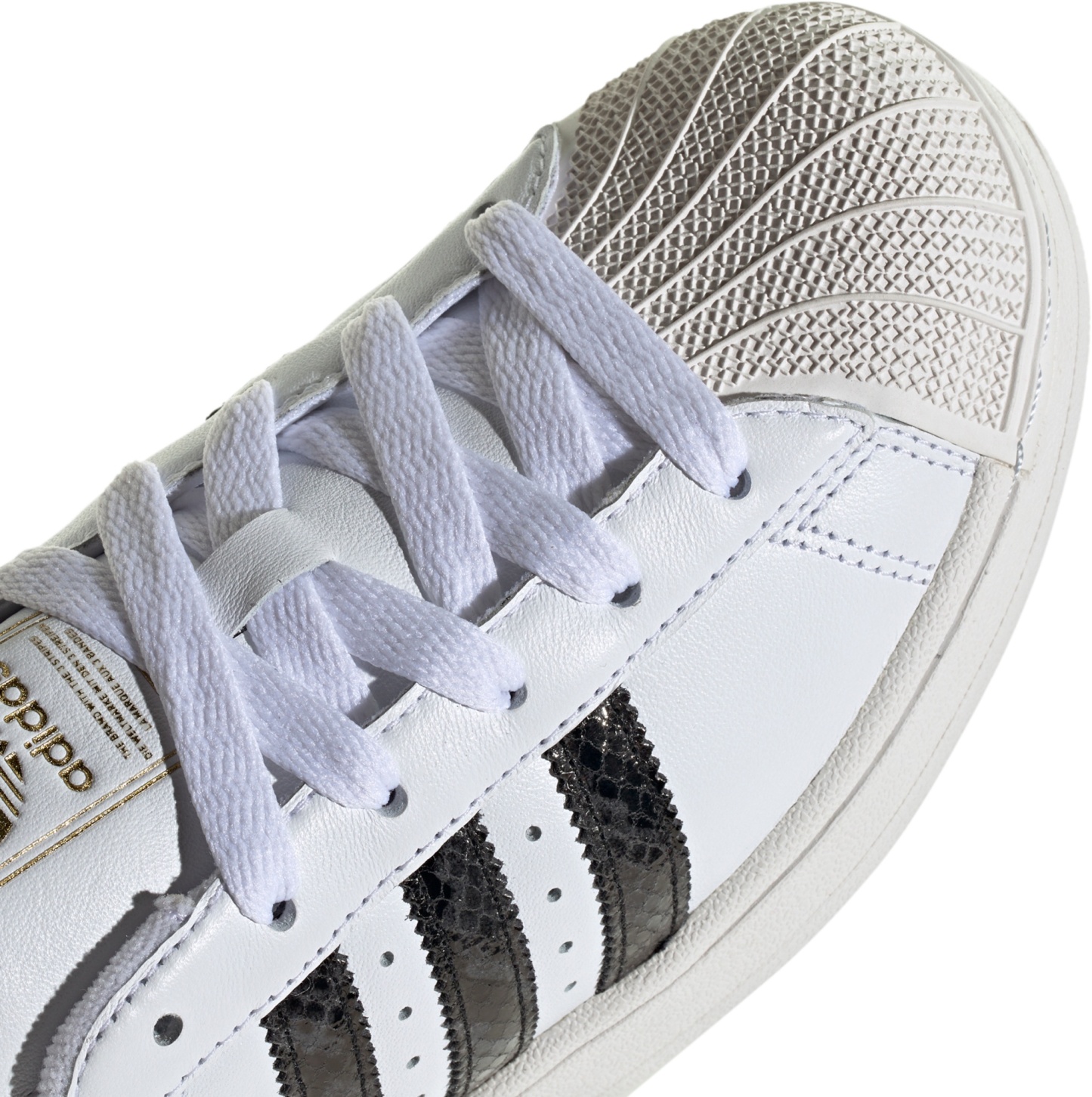 adidas Women's Superstar II Shoes - White/Grey Snakeskin - View 7