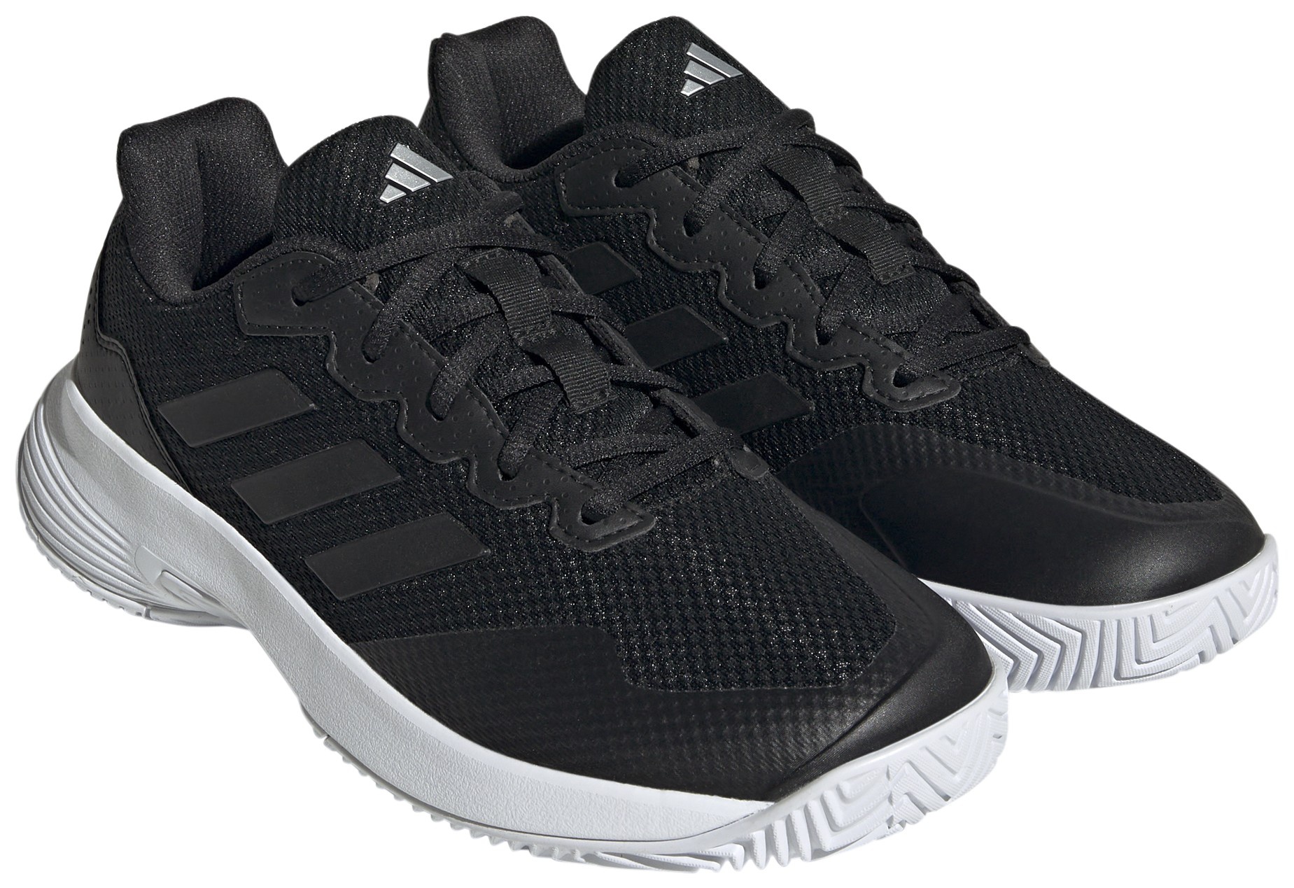 adidas Women's GameCourt 2 Tennis Shoes - Black/Silver - View 5