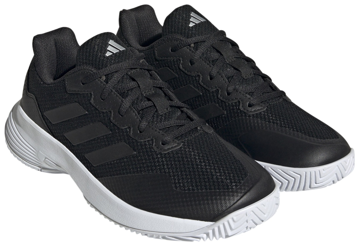 adidas Women's GameCourt 2 Tennis Shoes - Black/Silver - View 5