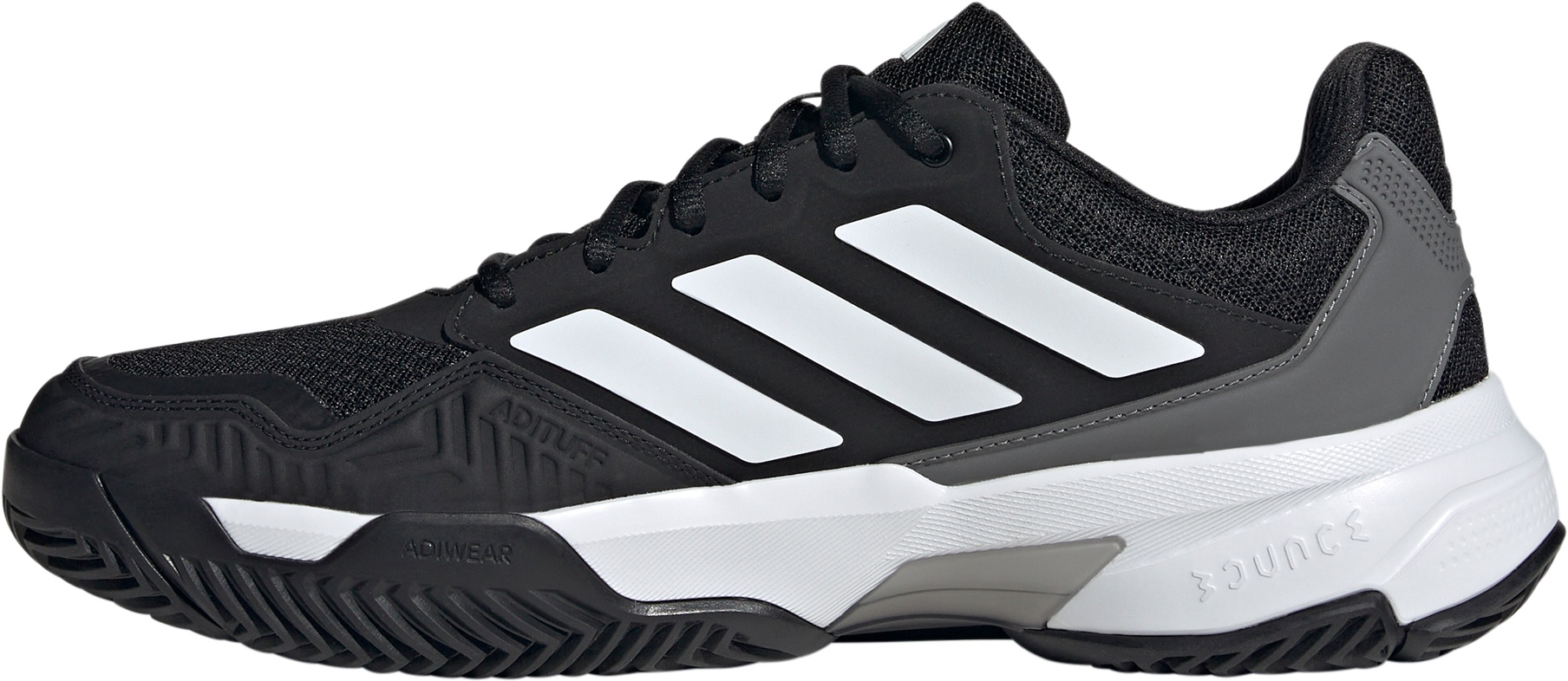 adidas Men's CourtJam Control 3 Tennis Shoes - Black/White/Grey - View 3