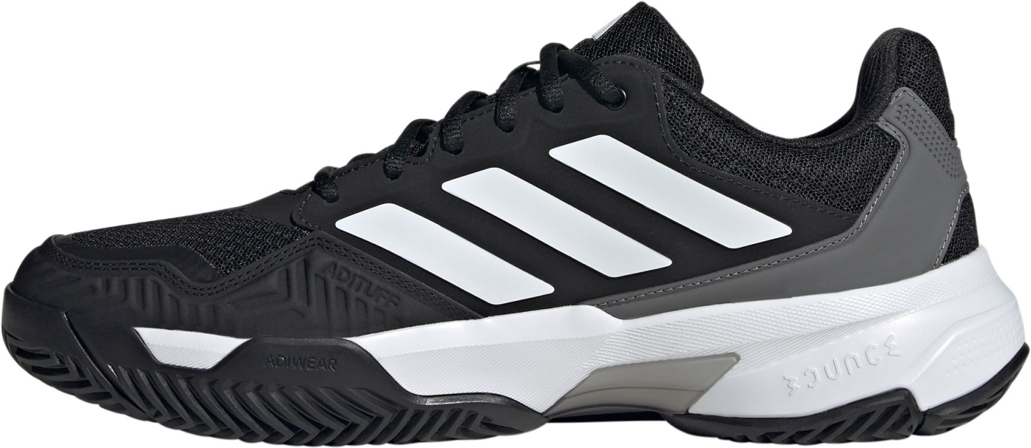 adidas Men's CourtJam Control 3 Tennis Shoes - Black/White/Grey - View 3