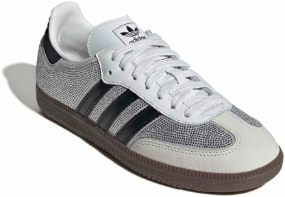 adidas Women's Samba OG Shoes - Rhinestone Wht/Silver/Blk - View 6
