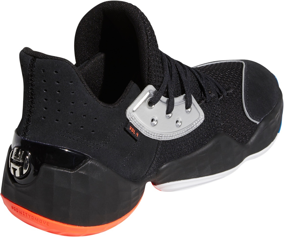 adidas Harden Vol. 4 Basketball Shoes - Black/Silver - View 6