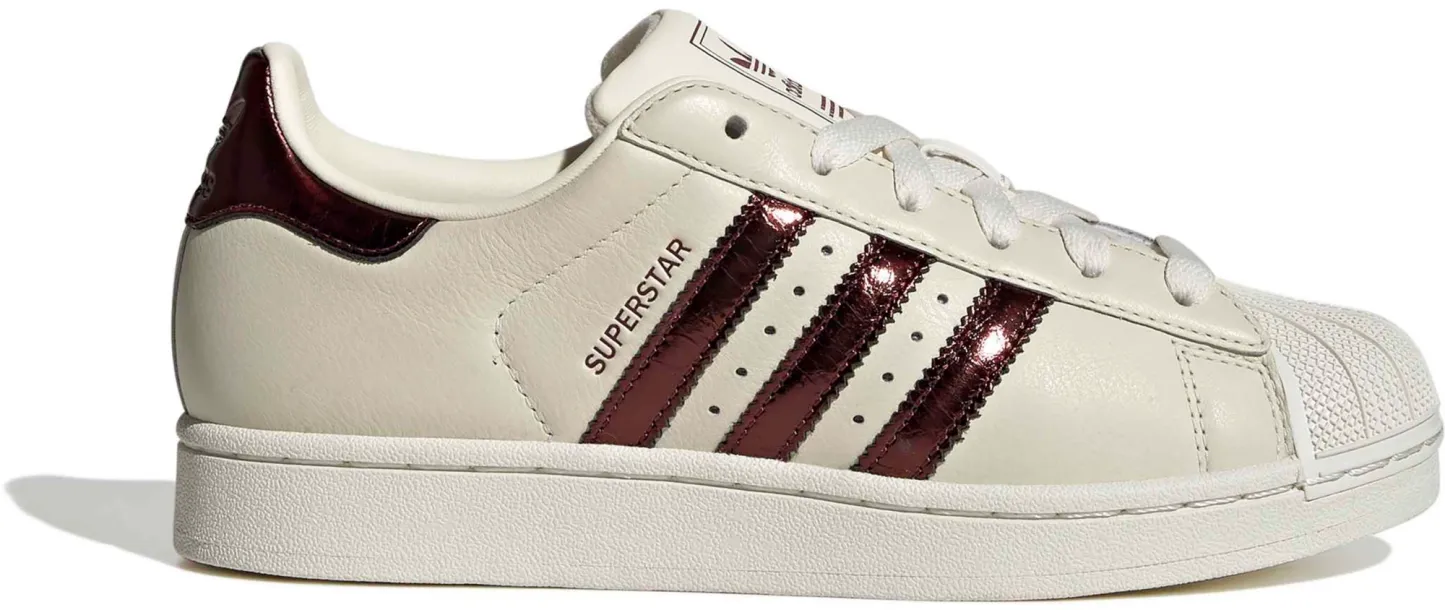 adidas Women's Superstar II Shoes - Off White/Maroon/Gold Met - View 1