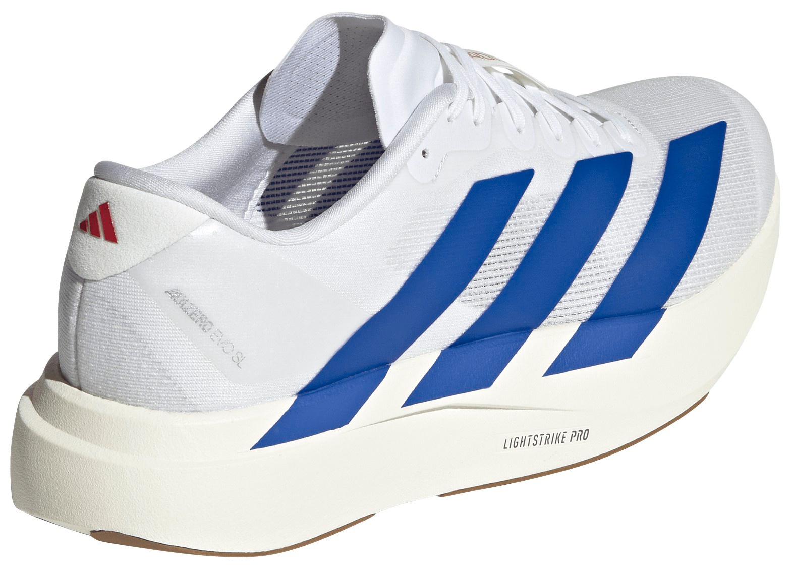 adidas Men's Adizero EVO SL Running Shoes - White/Blue/Ruby - View 6