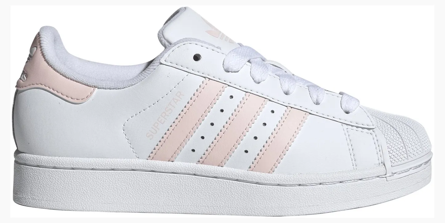 adidas Kids' Grade School Superstar II Shoes - White/Sandy Pink/White - View 1