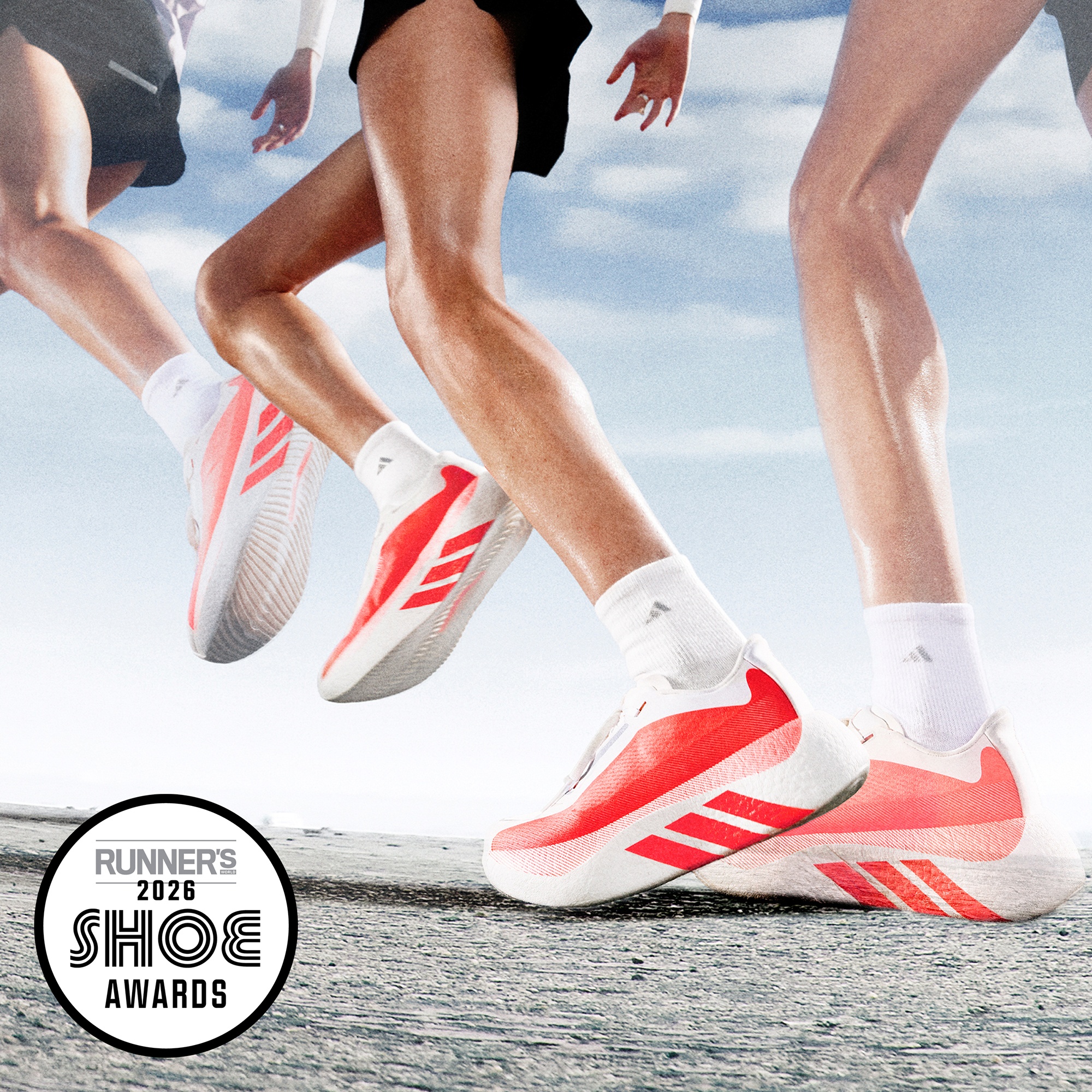 adidas Men's Hyperboost Edge Running Shoes - White/Ruby/Metallic - View 2